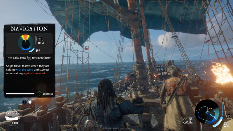 A circle in the lower-right of the screen depicts a ship’s distinct wind signature and the intensity and angle of the wind. Learning to use the wind effectively appears to be key to playing the game well.
